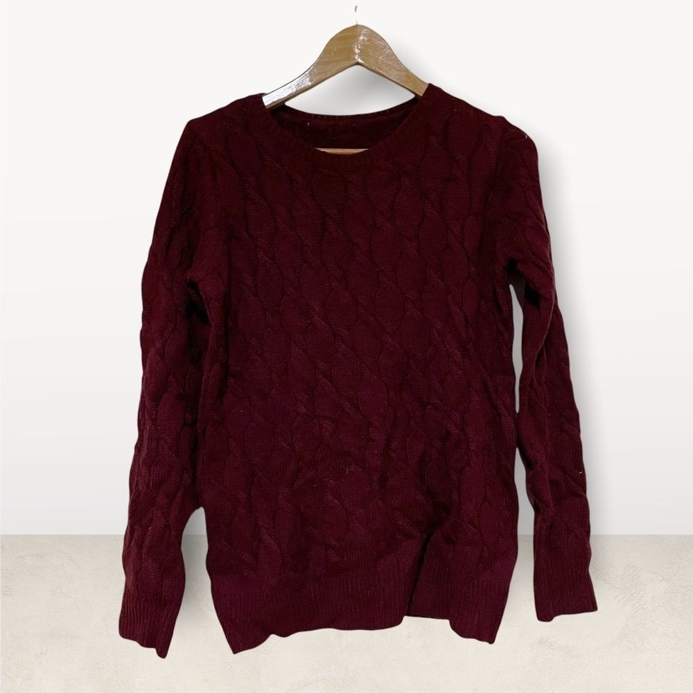 Forever 21 Burgundy Knit Long Sleeve Sweater S